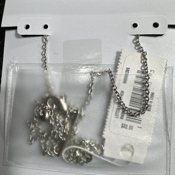 Kendra Scott Letter "I" Disc Pendant Necklace Rhodium Black Mother-Of-Pearl - Picture 4 of 4